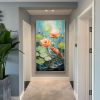 Hand Painted Oil Painting Large Abstract Lotus Oil Painting on Canvas Original Carp Painting Custom Wall Decor Living room Home Decor Large Pond Scene