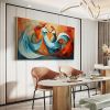 Hand Painted Oil Painting Abstract Beautiful Woman Oil Painting on Canvas Large Wall Art Original Blue Decor Minimalist Art Custom Painting Modern Liv