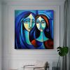 Hand Painted Oil Painting Abstract Beautiful Woman Oil Painting on Canvas Large Wall Art Original Blue Decor Minimalist Art Custom Painting Modern Liv