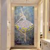 Hand Painted Oil Painting White Blue Yellow Ballet Girl Flower 3D Thick Palette Knife Oil Painting On Canvas Living Room Bedroom Decor Wall Art Painti