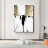 Hand Painted Oil Painting Original Cityscape Oil Painting on Canvas Modern Wall Art Abstract Gold Foil Art Building Figure Outline Painting Living roo