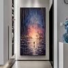 Hand Painted Oil Painting Original Rain Scenery Oil Painting on Canvas Large Modern Wall Art Custom Art Decor Abstract Landscape Painting Living room