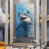 Hand Painted Oil Painting Original Shark Oil Painting on Canvas Custom Animal Painting Large Modern Wall Art Abstract Blue Ocean Art Decor Living room