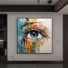 Hand Painted Oil Painting Palette Knife Eye painting Modern decorative painting Extra abstract wall art Oversized wall art face painting Bedroom Livin