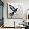 Hand Painted Oil Painting Abstract Bird oil Painting in Black And White Palette Knife Black White Wall Art Large Black And White Painting textured abs