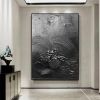 Hand Painted Oil Painting Black Acrylic Paintings Large Black 3D Textured Painting Abstract Black Painting Minimalist Abstract Wall Art for Living Roo