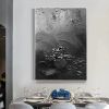 Hand Painted Oil Painting Black Acrylic Paintings Large Black 3D Textured Painting Abstract Black Painting Minimalist Abstract Wall Art for Living Roo