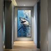 Hand Painted Oil Painting Original Shark Oil Painting on Canvas Custom Animal Painting Large Modern Wall Art Abstract Blue Ocean Art Decor Living room