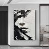 Hand Painted Oil Painting Abstract Black And White Face oil Painting Black White Wall Art Large Black And White Painting Living Room Hallway Bedroom L