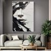 Hand Painted Oil Painting Abstract Black And White Face oil Painting Black White Wall Art Large Black And White Painting Living Room Hallway Bedroom L