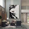 Hand Painted Oil Painting Abstract Black And White Face oil Painting Black White Wall Art Large Black And White Painting Living Room Hallway Bedroom L