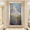 Hand Painted Oil Painting White Blue Yellow Ballet Girl Flower 3D Thick Palette Knife Oil Painting On Canvas Living Room Bedroom Decor Wall Art Painti