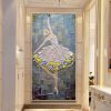 Hand Painted Oil Painting White Blue Yellow Ballet Girl Flower 3D Thick Palette Knife Oil Painting On Canvas Living Room Bedroom Decor Wall Art Painti