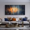 Hand Painted Oil Painting Abstract Rain Scenery Oil Painting on Canvas Original Couple Painting, Living room Wall Decor Large Fantasy Wall Art Custom