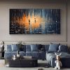 Hand Painted Oil Painting Abstract Rain Scenery Oil Painting on Canvas Original Couple Painting, Living room Wall Decor Large Fantasy Wall Art Custom